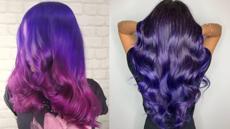 Фиолетовый цвет волос (86 фото) - окрашивание в палитру красивого светло- и темно-фиолетового оттенка волос у девушек